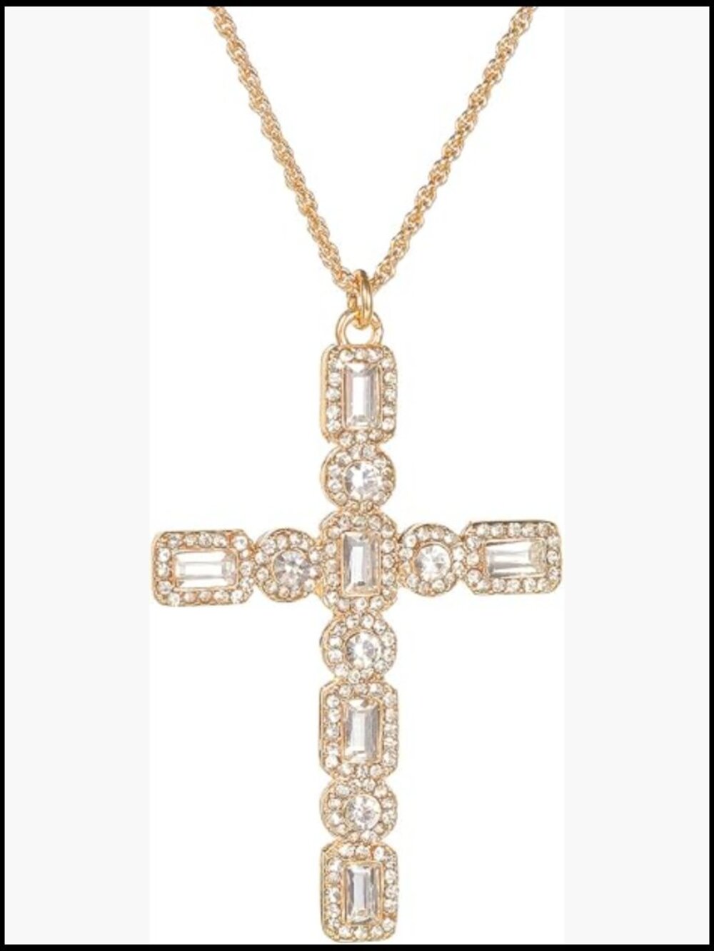 Chunky Gold Diamond Cross Necklace for Women Men, Gold Plated Big Large Dainty